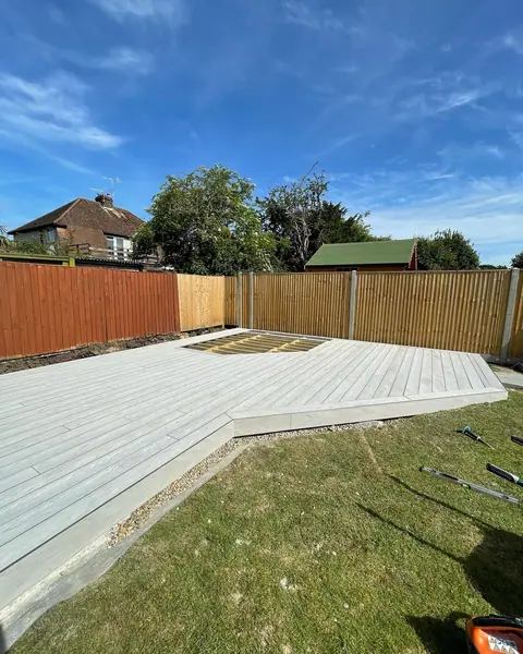 Timber frame built on Saturday and decking fitted today. Was a scorcher of a day