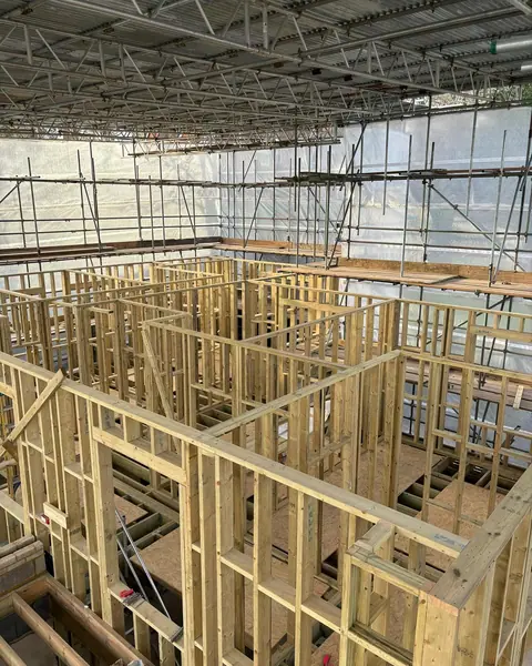 End of week 3 joists done,external walls done, internal walls done #carpentry #c