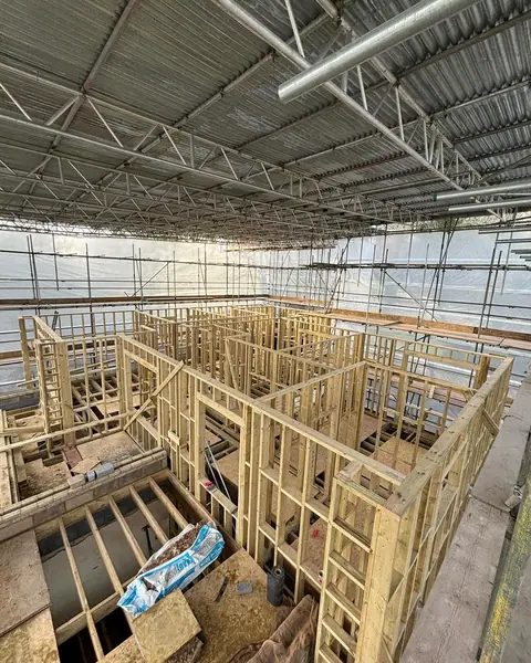 End of week 3 joists done,external walls done, internal walls done #carpentry #c