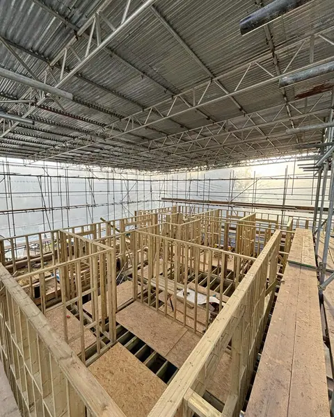 End of week 3 joists done,external walls done, internal walls done #carpentry #c